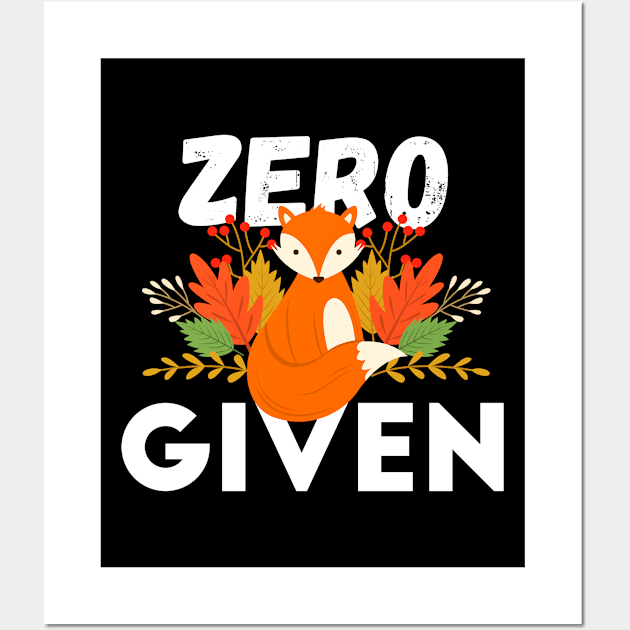 Zero Fox Given Cute Fox in Autumn Leaves Wall Art by Teeziner